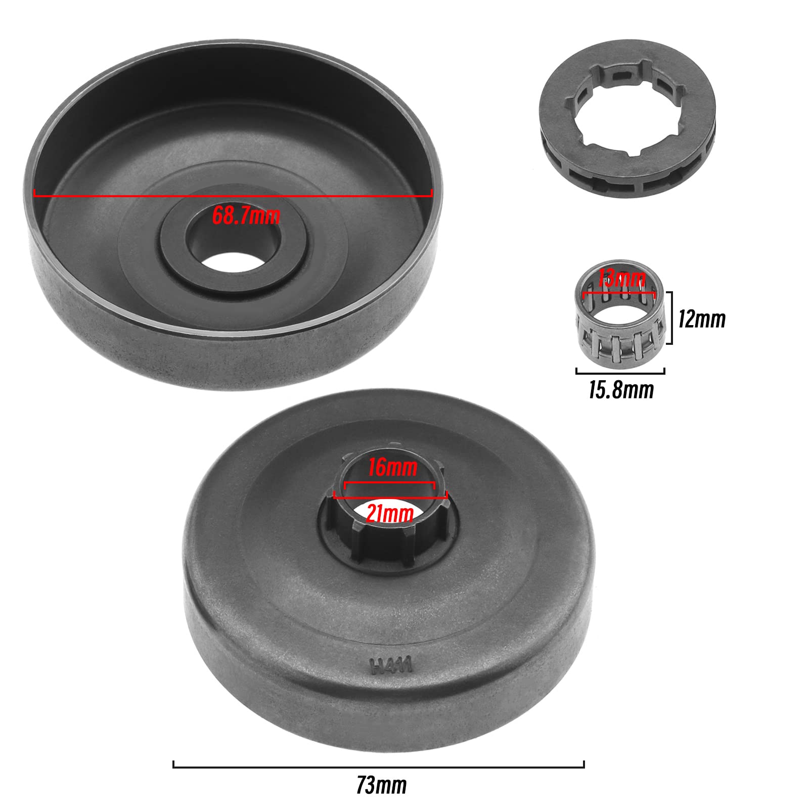 Tambour D'embrayage .325 "-7T Jante De Pignon Roulement à Aiguilles Kit