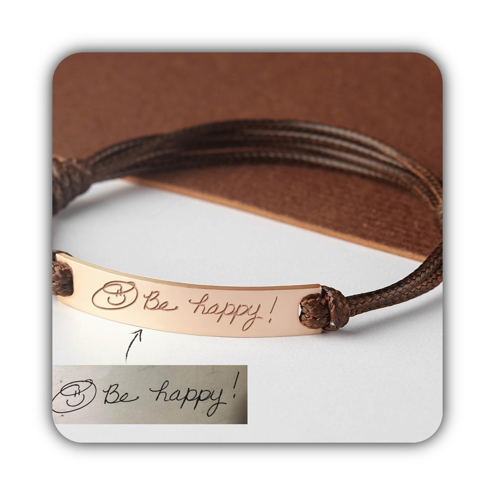 Pulsera con escritura manuscrita para hombres, real escritura manuscrita joya, cumpleaños Presents para él aniversario para novio San Valentín Día de la Madre Navidad cumpleaños aniversario
