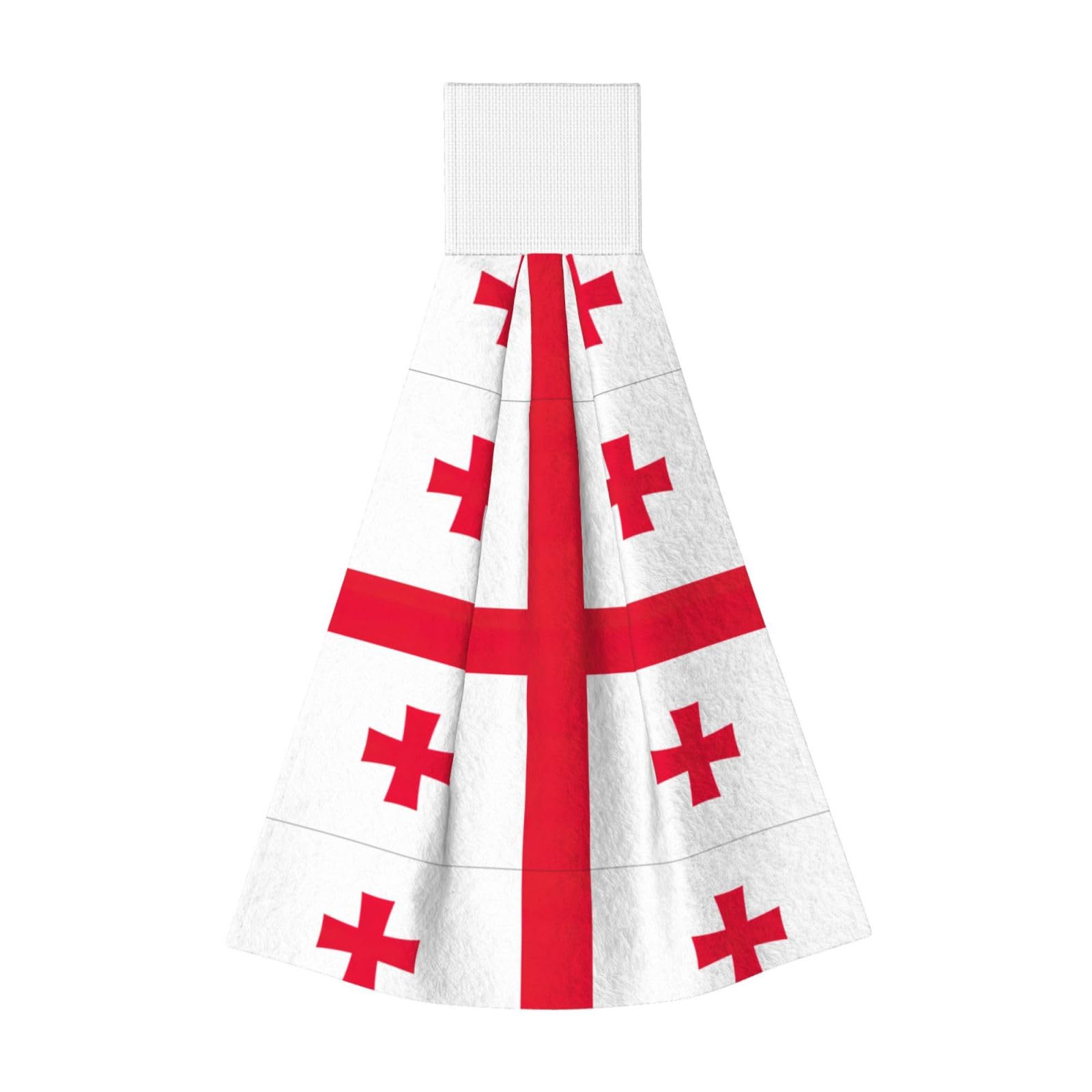 DUWAA Flag Of Georgia Print Hanging Hand Towel Quick Dry Bathroom Towel Soft Kitchen Towel