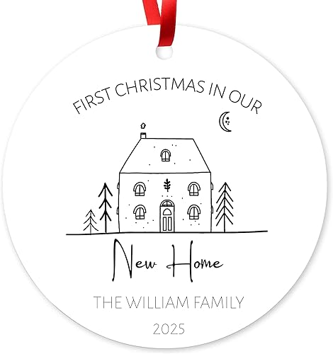 Vista 7 de Adorno personalizado para la primera Navidad en nuestro nuevo hogar 2025, adorno de Navidad de dirección de casa nueva, regalos de inauguración