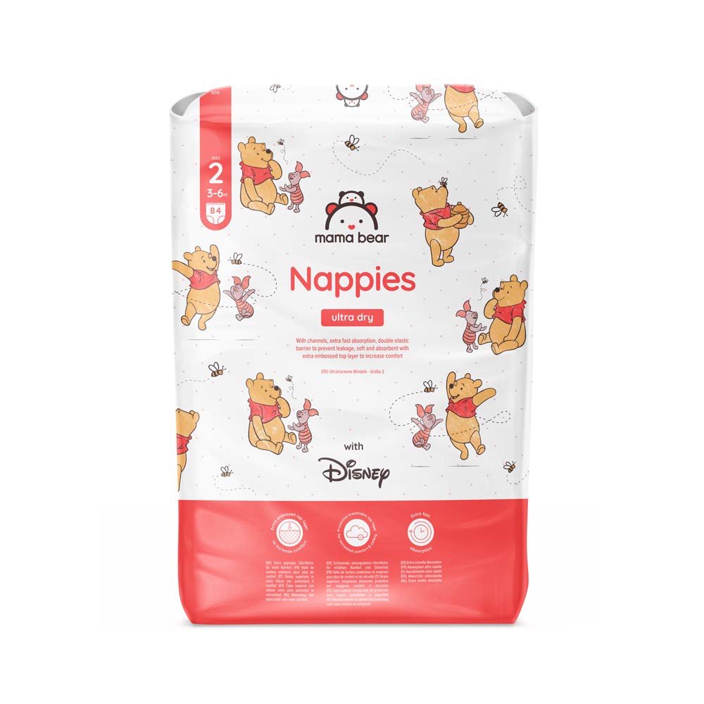 Mama Bear - Disney - 84 pannolini ultra-asciutti, taglia 2 (3-6 kg) Taglia 2 (84 Unità) Pacco singolo