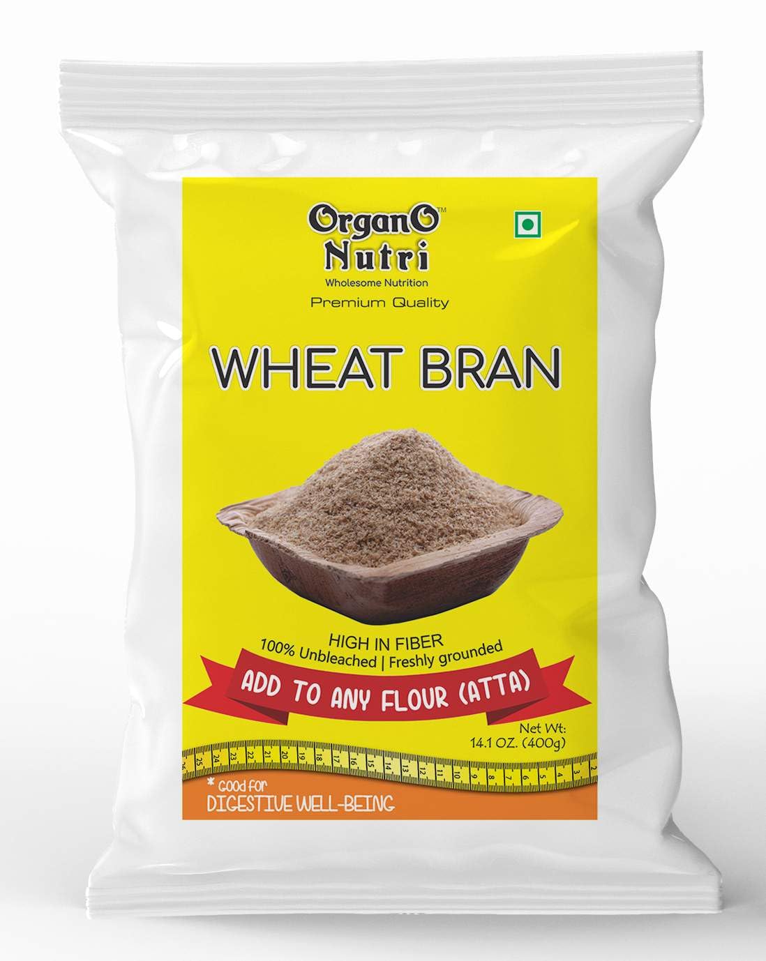 OrganoNutri Wheat Bran, High in Fibre, Unbleached, Freshly Ground, Add to Atta