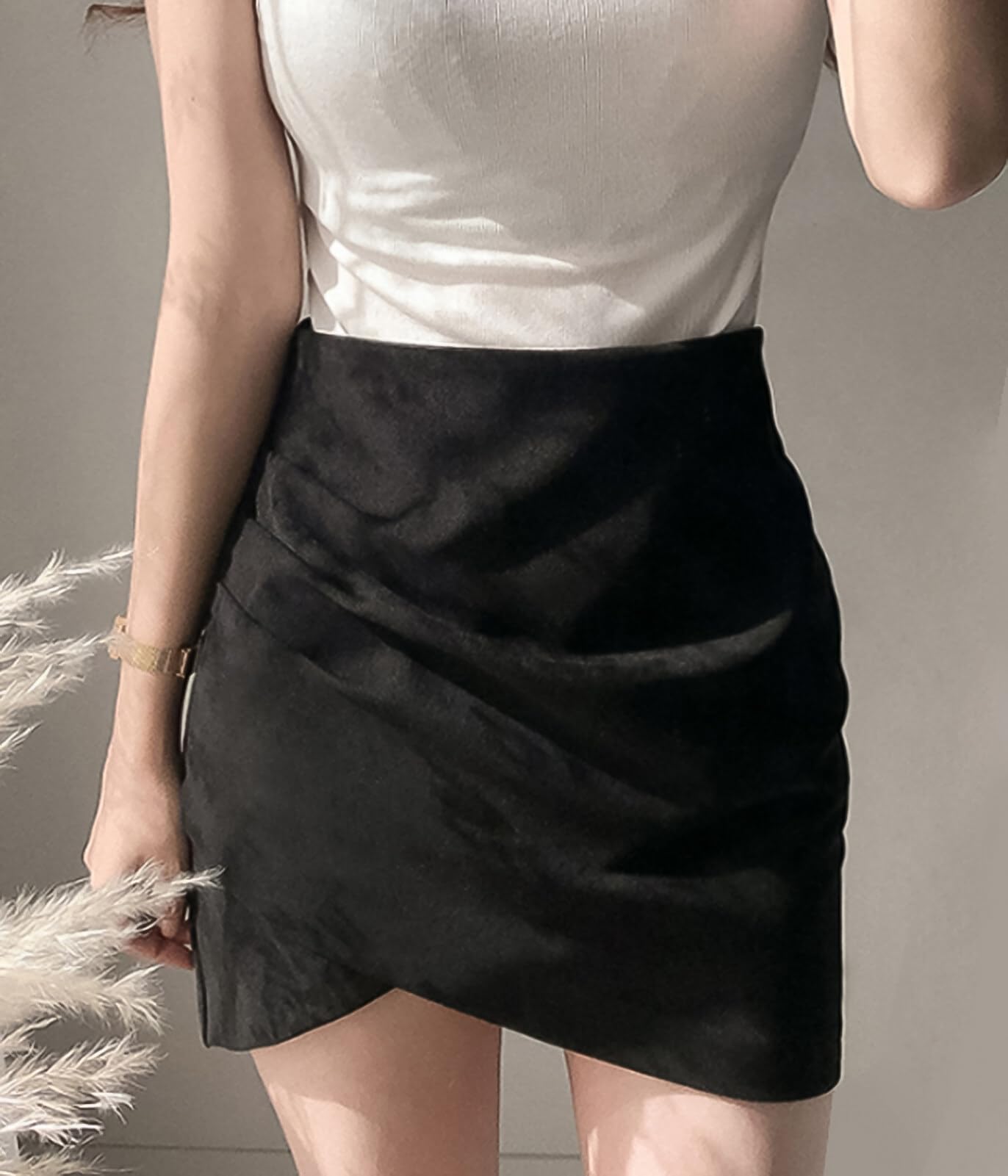 AIEOE Damen Mini Röcke Bleistiftrock Sexy Sexy Kurz Winter Elegant Plissiert Cocktail Party Größe S-XL