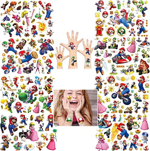Super Mario Bros. Tatuajes Temporales, 8 niños Mario Tatuajes, Juguetes de Tatuajes Temporales para...