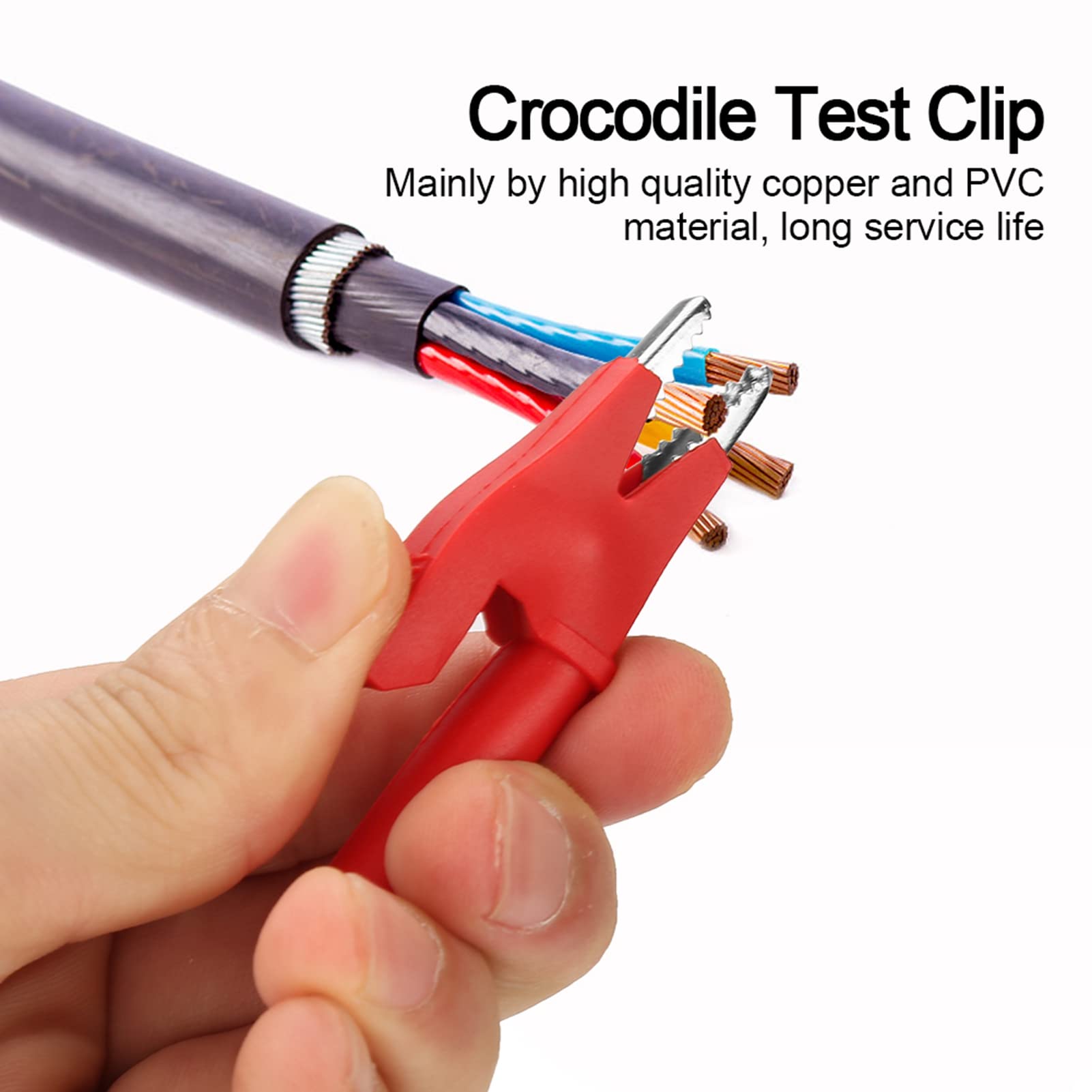 10PCS Silic Alligator Clips Set With Banana Jacks - 20A 380V Insulated Test Clips For Multimeter, 5 Colors - View #11