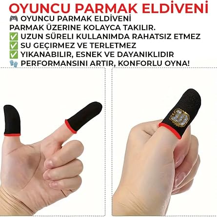 İMEXTECH PUBG Mobile Oyun Eldiveni, Ter Geçirmez, Karbon Kumaş, Siyah, 1 Çift 2 Adet Parmaklık