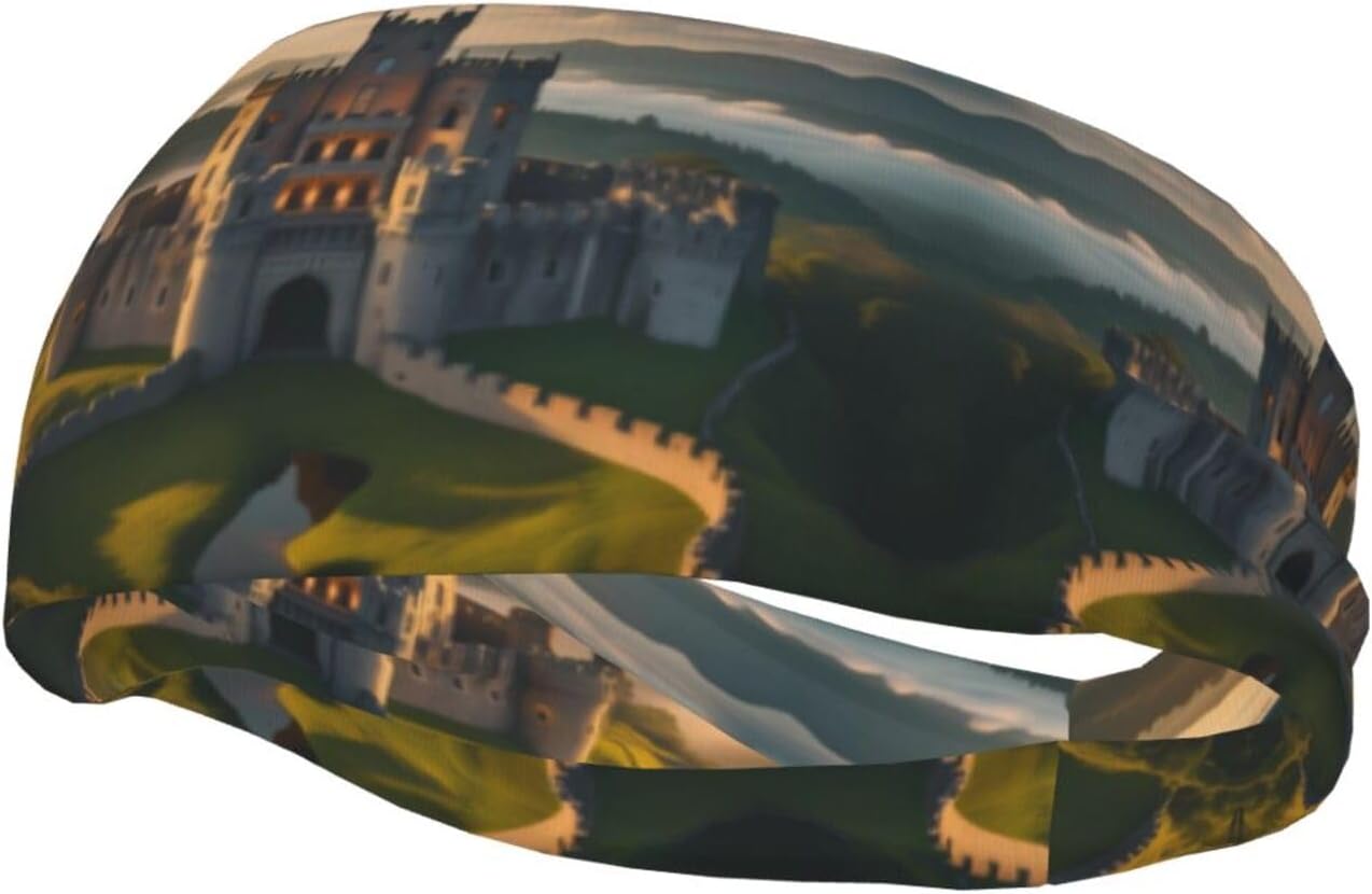 Unisex Sports Headband, Medieval Castle Basketball Elastic Headband, Exercise Running Cycling Yoga Fitness Sweat Band,