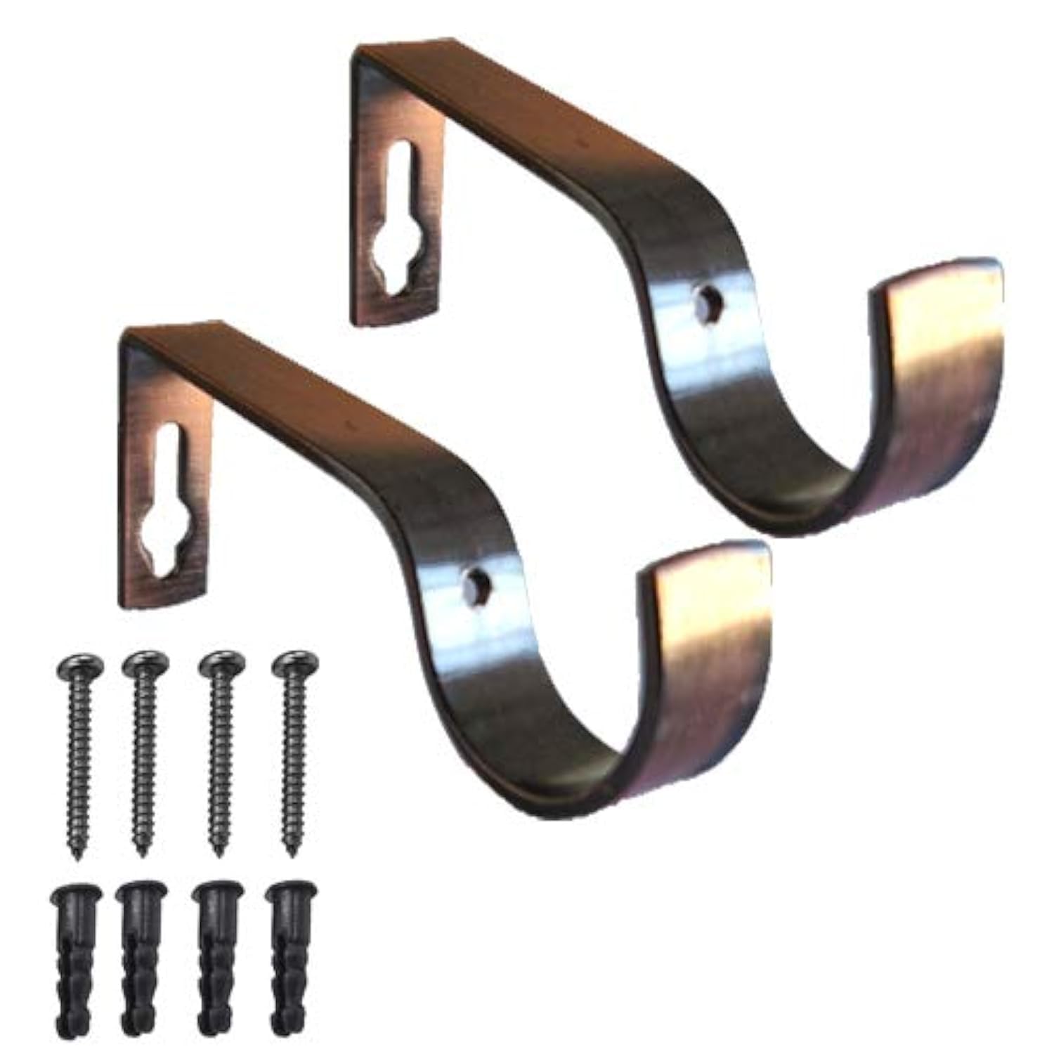 iPEAK Curtain Pole Bracket Metal Heavy Duty Rod Wall Brackets 28mm Holder Set of 2 (Copper)