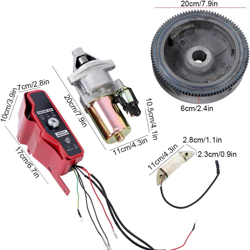 Electric Starter Motor Kit for GX390 13HP Engine Flywheel Starter Charge Ignition Coil Switch Electric Start Kit Flywheel Starter Ignition Switch Kit