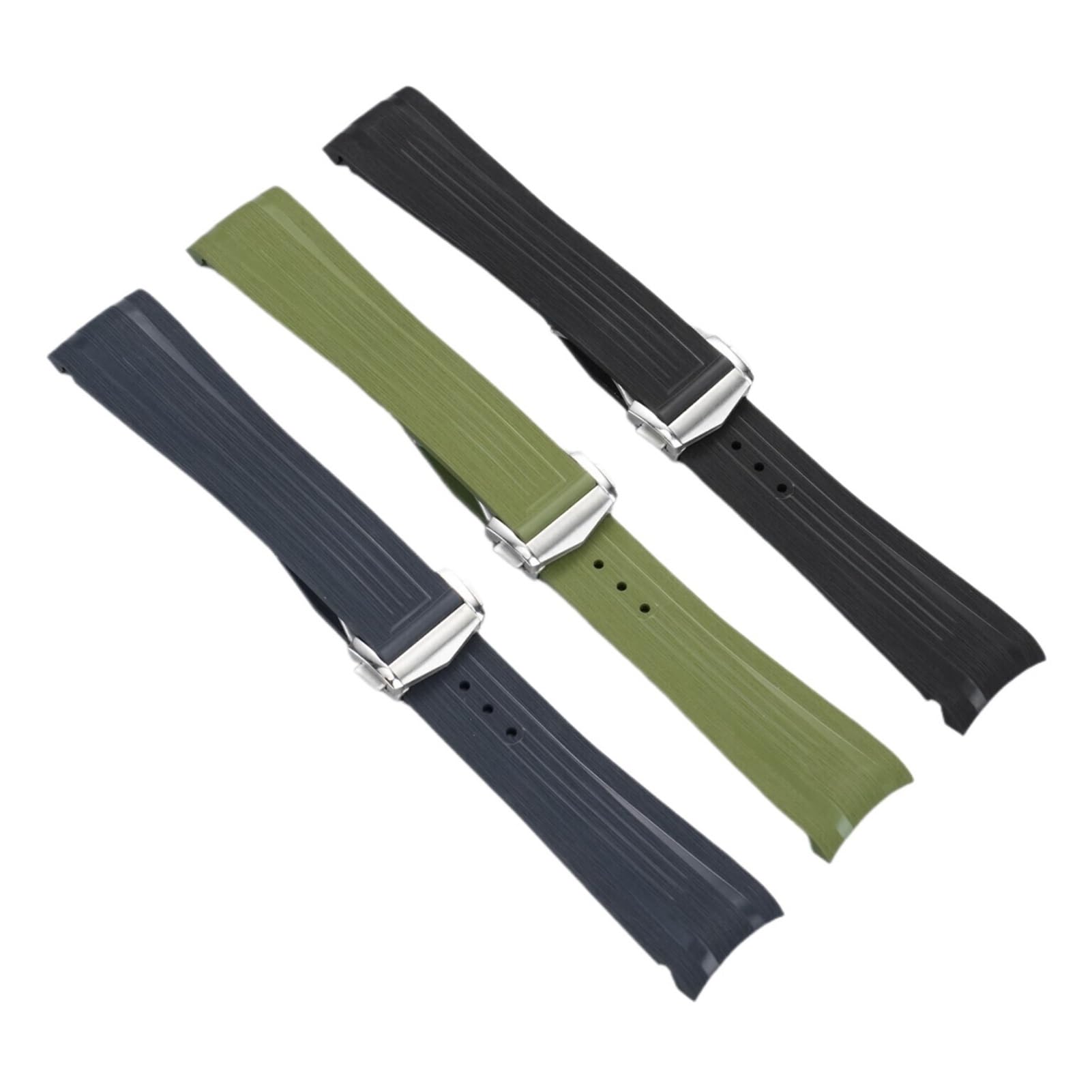 Genérico Correa de reloj caucho flúor 21mm, 22mm, Compatible con Longines Conquest GMT L3.790 .890, correa extremo curvado 41mm y 43mm