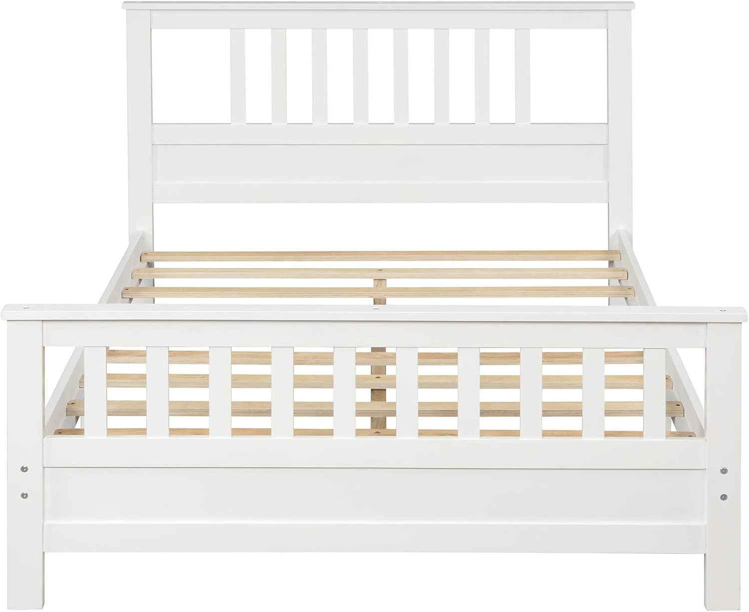 Bellemave Bed Frame, Solid Wood Platform Bed with Headboard and Foot Board, No Box Spring Needed, Easy Assembly (White) (Full)