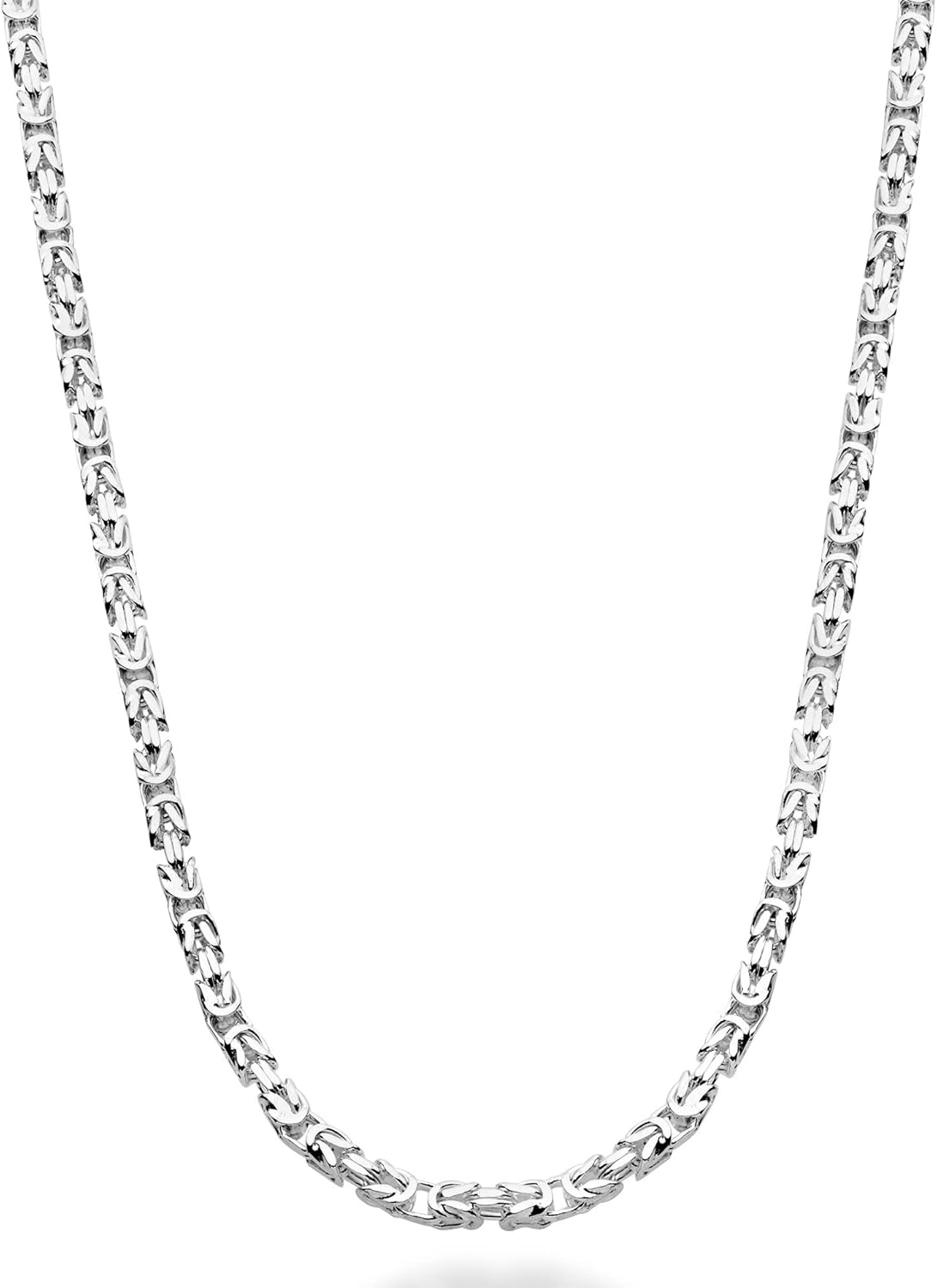 Miabella Solid 925 Sterling Silver Italian 3mm Byzantine Link Chain Necklace for Women Men, 925 Handmade in Italy