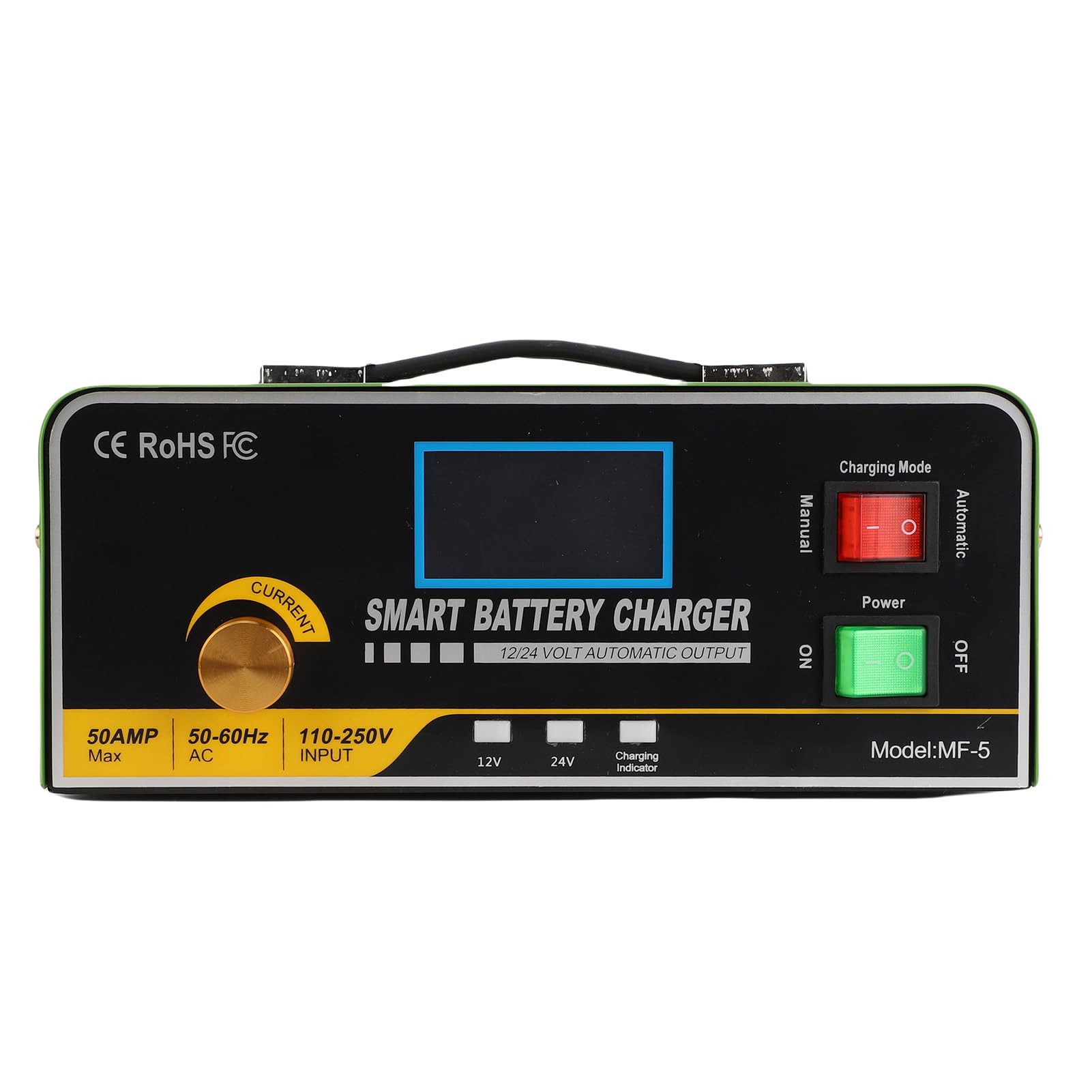 SEAFRONT Cargador de Batería Inteligente 12V/24V Cargador de Batería Multifuncional Inteligente de Acero Inoxidable (Enchufe de la UE)