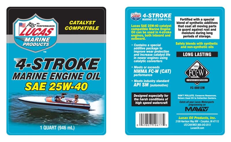 Aceite para motor marino Lucas Oil 20W-40 1 cuarto miniatura 2