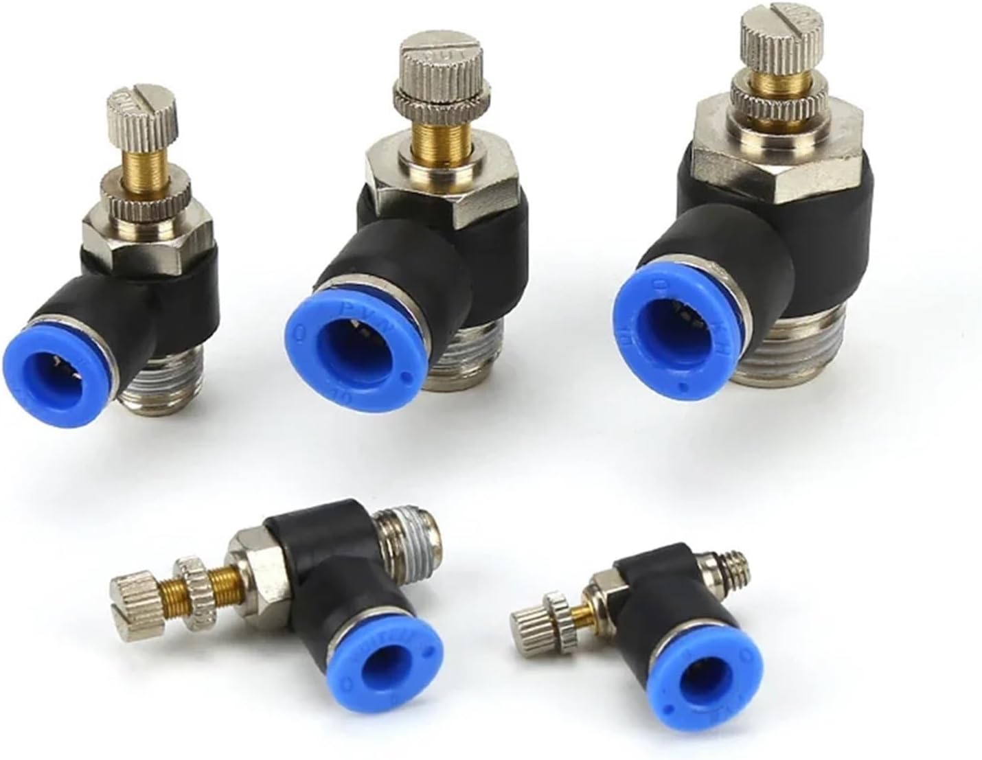 Pneumatic Speed Regulating Switch JSC8-02 Air Throttle Valve 1/8 "1/4"3/8"1/2" BSPT Male x 4/6/8/10/12mm OD Tube Qquick Connector(SL10-01)