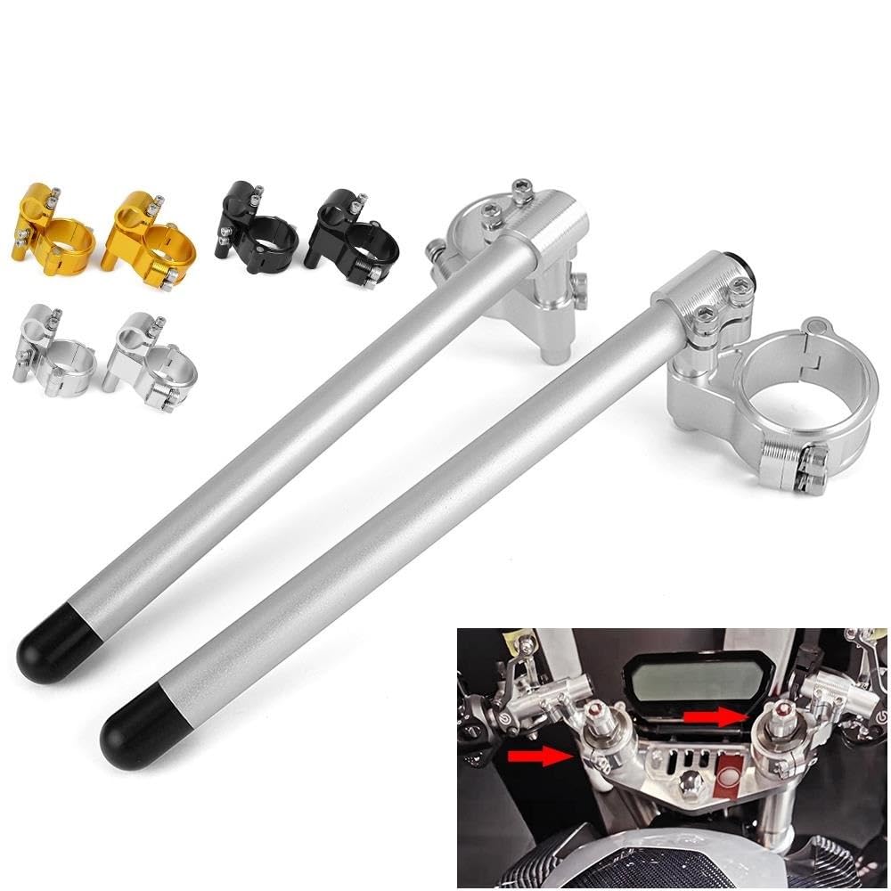 manubri moto bassi Manubri per moto Manubrio Racing regolabile | Manubrio a forcella con clip CNC 37mm 45mm 51mm 52mm 58mm Manubrio(52mm Gold)