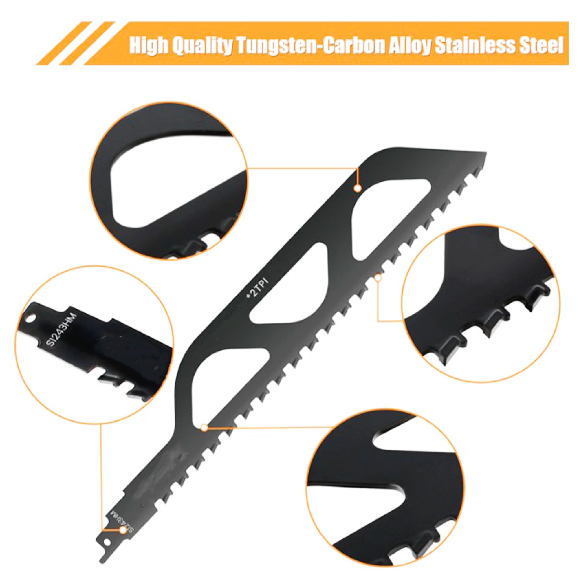 Malfah Reciprocating Saw Blades CONCRETE 18" 450MM 20TPI Handsaw Multi Saw for Cutting Wood Metal Concrete Pvc Fast Straight Solid Pipes Profiles Chipboard Plaster 1