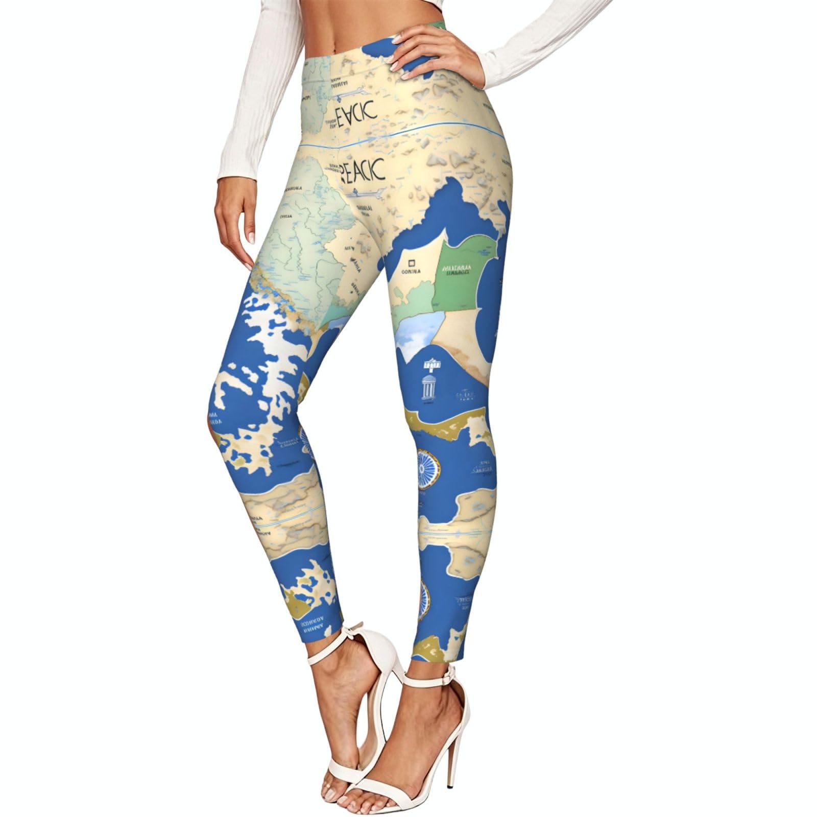 Leggings de compresión suave premium con mapa de Grecia: ropa de gimnasio de diseño exclusivo 7