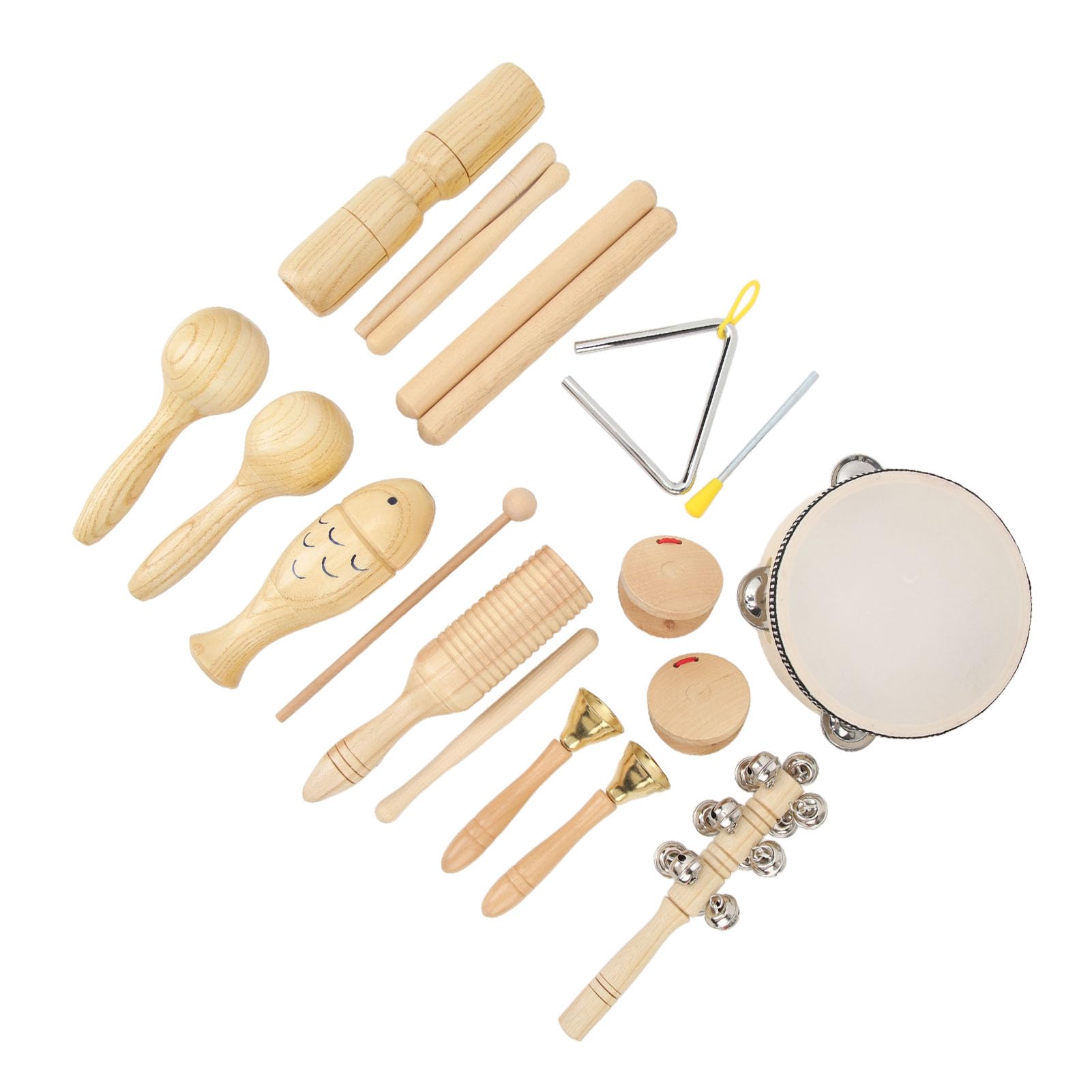Set di Strumenti Musicali per Bambini 10 Pezzi di Giocattoli Educativi a Percussione in Legno di Faggio per la Scuola Materna