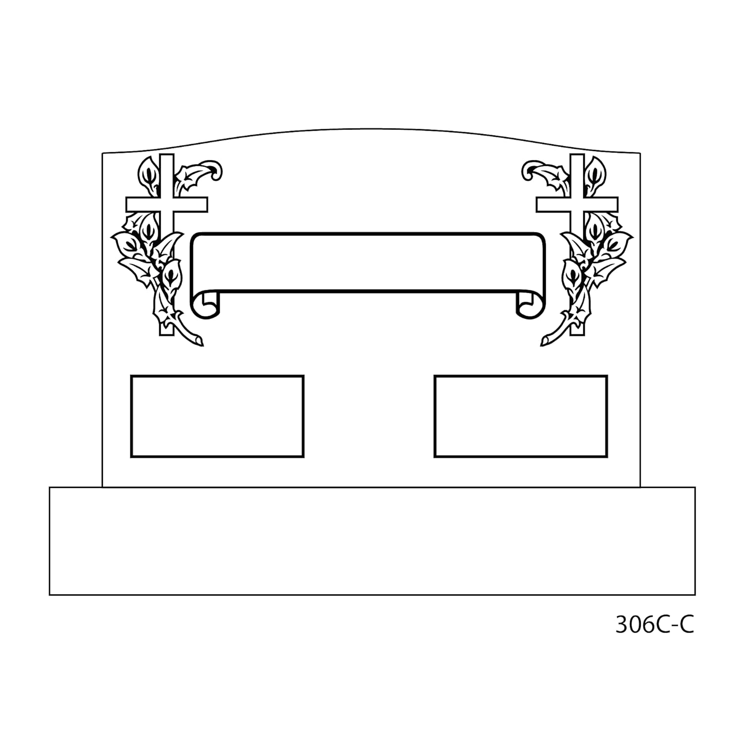 Cemetery Headstone - Monument Grade Granite. Includes Standard Front face Engraving. Complete as Shown top is 30 x 6 x 20