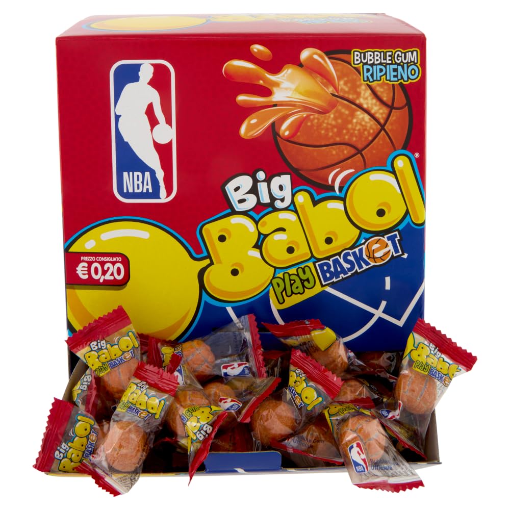 Big Babol Play Basket, Chewing Gum morbido, Gusto Cola, senza Glutine, Confezione da 200 Gomme da Masticare Monoporzione, Incartate Singolarmente da Condividere, per Feste e Compleanni Bambini