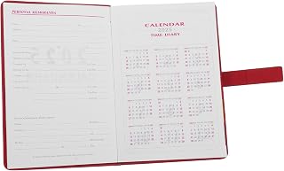Daily Schedule Planner English Planning Notebook with One Page Per Day Layout for Students and Families Stylish Red Cover Comprehensive Hourly Organizer for Efficient Management