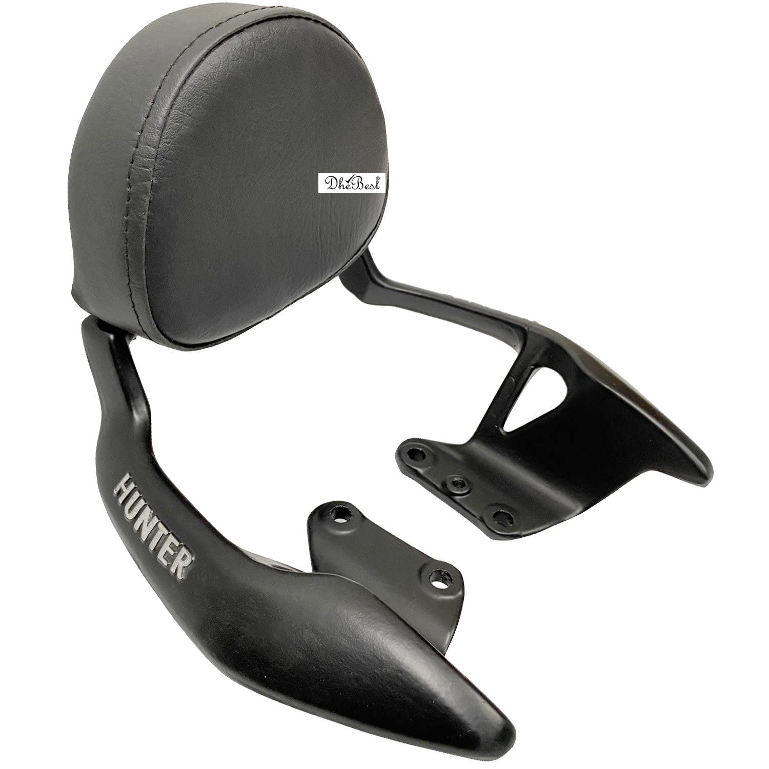 Dhe Best Bike Heavy Duty Backrest Support Pillion Cushion Harley Style Aluminum Bar with Name Back Rest Black Compatible with RE Hunter 350.-image-44