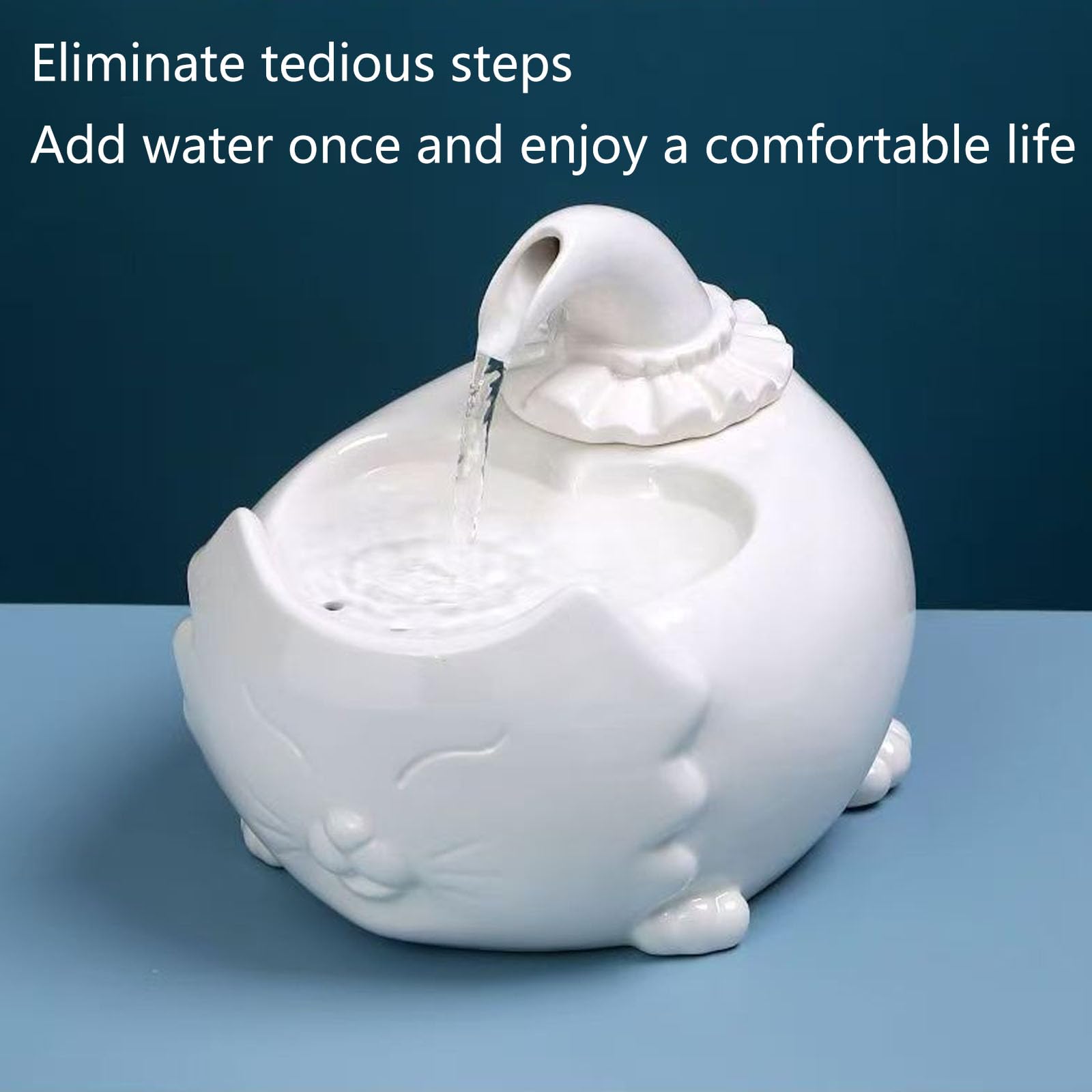 Fuente De Cerámica para Gatos, Bebedero para Mascotas De 1,3 L (45 Oz) para Gatos Y Perros, Fuente De Porcelana para Gatos, Dispensador De Agua para Gatos con Filtro De Carbón Activado,Verde