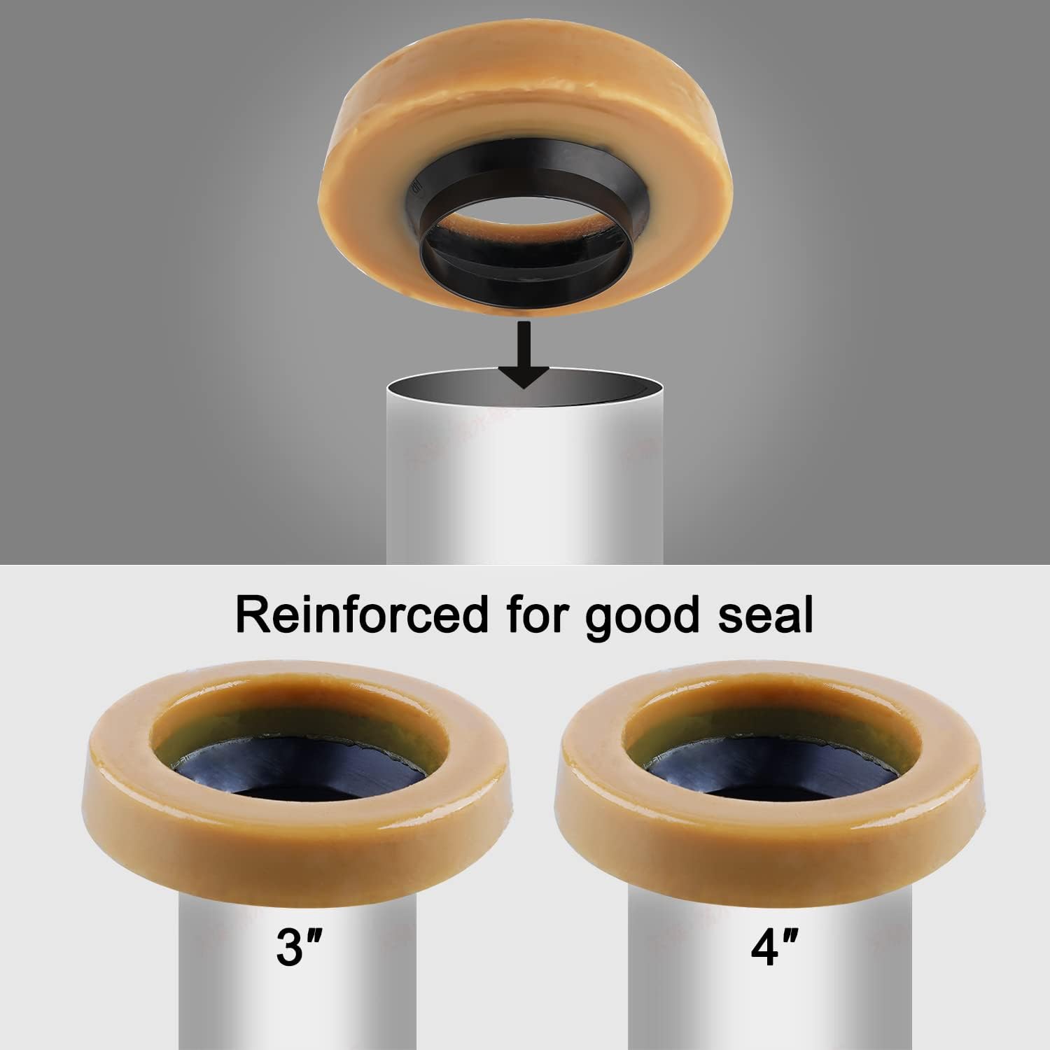 iFealClear 2 Sets Toilet Wax Ring Kit With Bolts, PE Flange and Extra Retainers, Thick Wax Ring Gasket for Toilet Bowl, Washers Bolt Caps Gasket Use for Most Toilets- Gas, Odor And Watertight Seal
