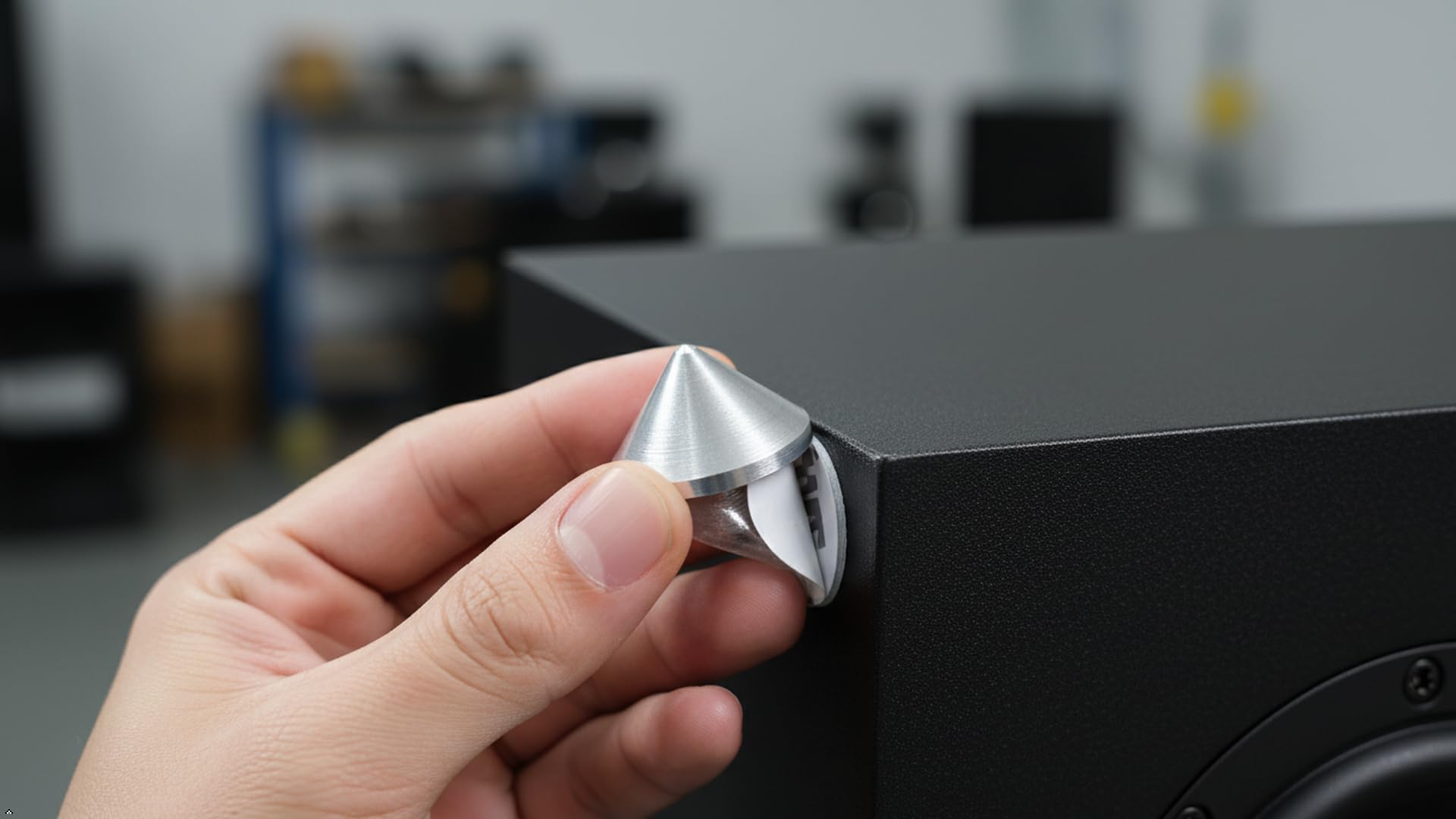 PrecisionGeek Aluminium Haut-Parleur Pointes de découplage/Cônes + Cercles 3M Coussinets en Mousse EVA