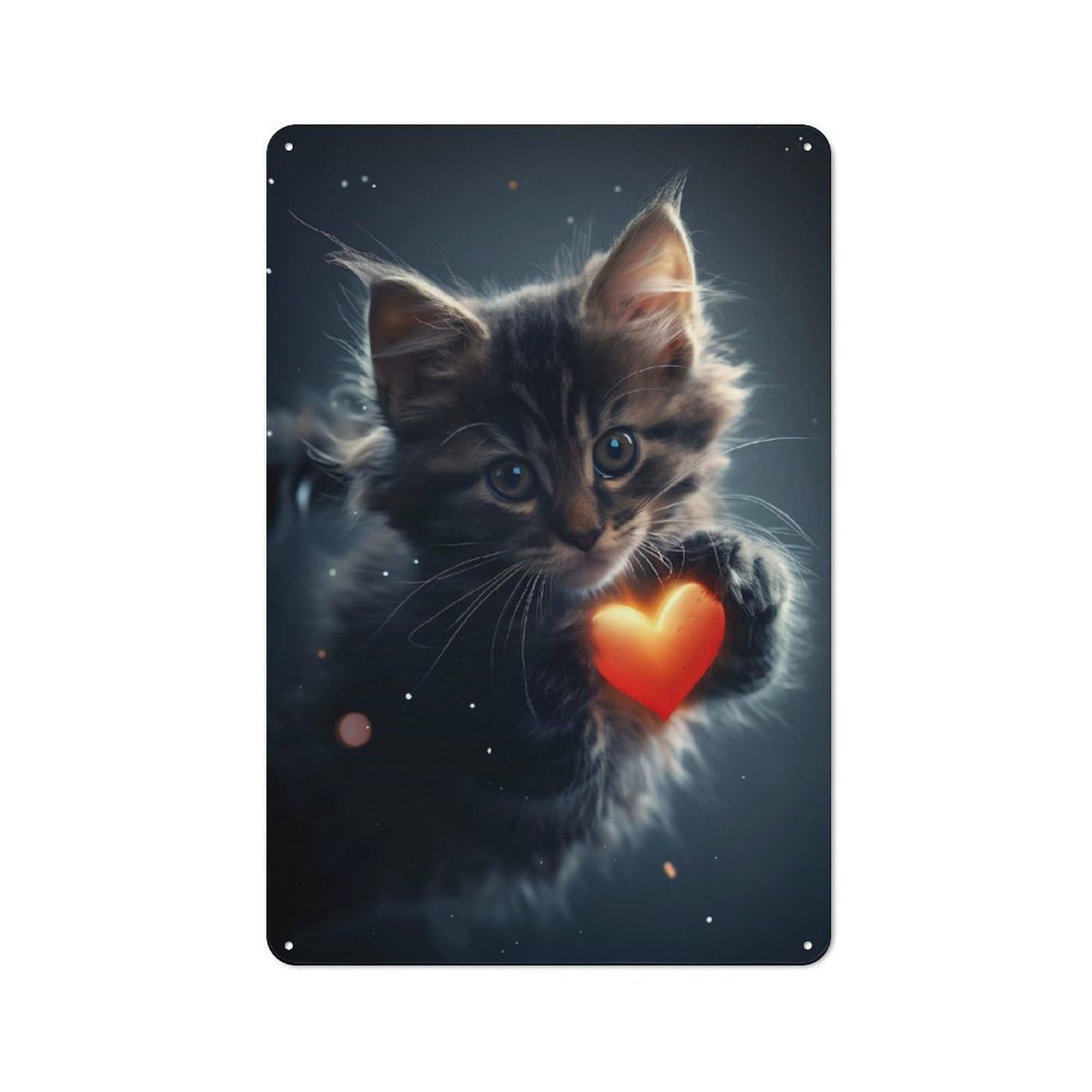 Junmoney Style-1 Rustic Kittens Radiant Love Tin Wall Plaque 30X20cm, Rustic Kitchen Decor For Cottage, Kitchen, Hallway Or Breakfast Nook