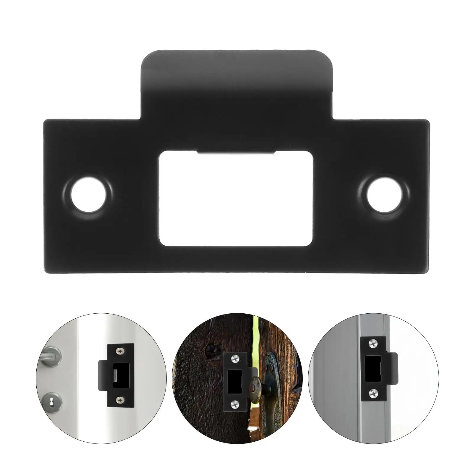 Lot de 20 plaques de gâche de porte - Plaques de guidage - Noir - Renfort - Matériel de pêne dormant - Compatible avec les portes intérieures en bois
