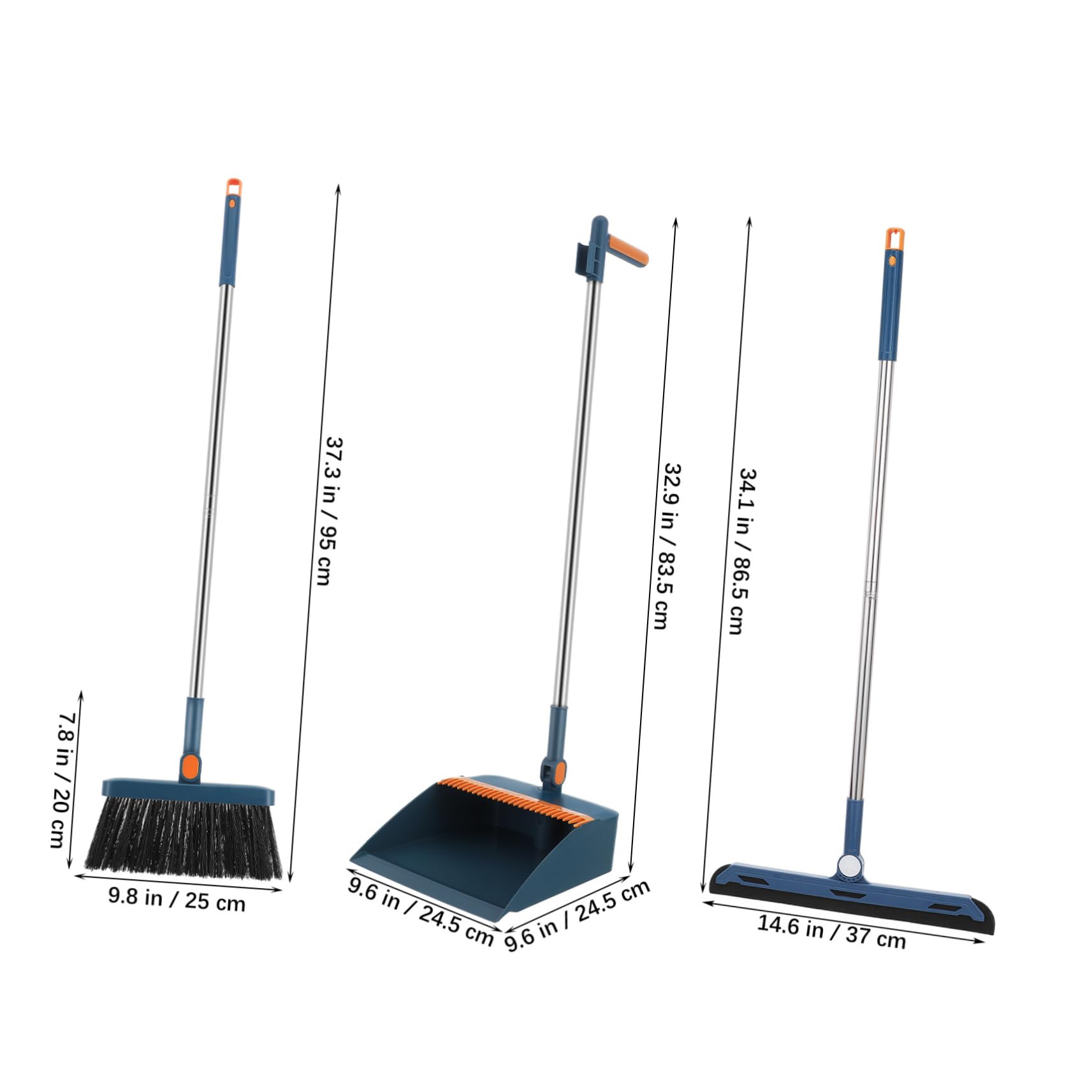 Juego de Escoba y Recogedor Multi-Funcional de Plástico Azul Plegable Diseño Compacto y Fácil Almacenamiento para Limpieza del Hogar