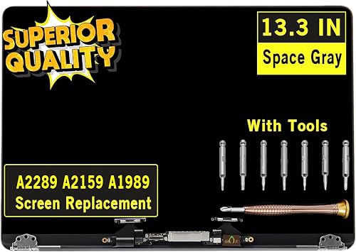 Screen Replacement for MacBook Pro Retina A2159 2019 Year EMC 3301 MUHN2 MUHP2 MUHQ2 MUHR2 MUHR2 661-12829 LCD Display Full Assembly (Space Grey)