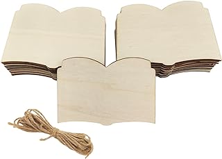 30 Pack 4 Inch Wood Open Book Cutouts Unfinished Wooden Open Book Hanging Ornaments DIY Open Book Craft Gift Tags for Home Party Decoration Craft Project