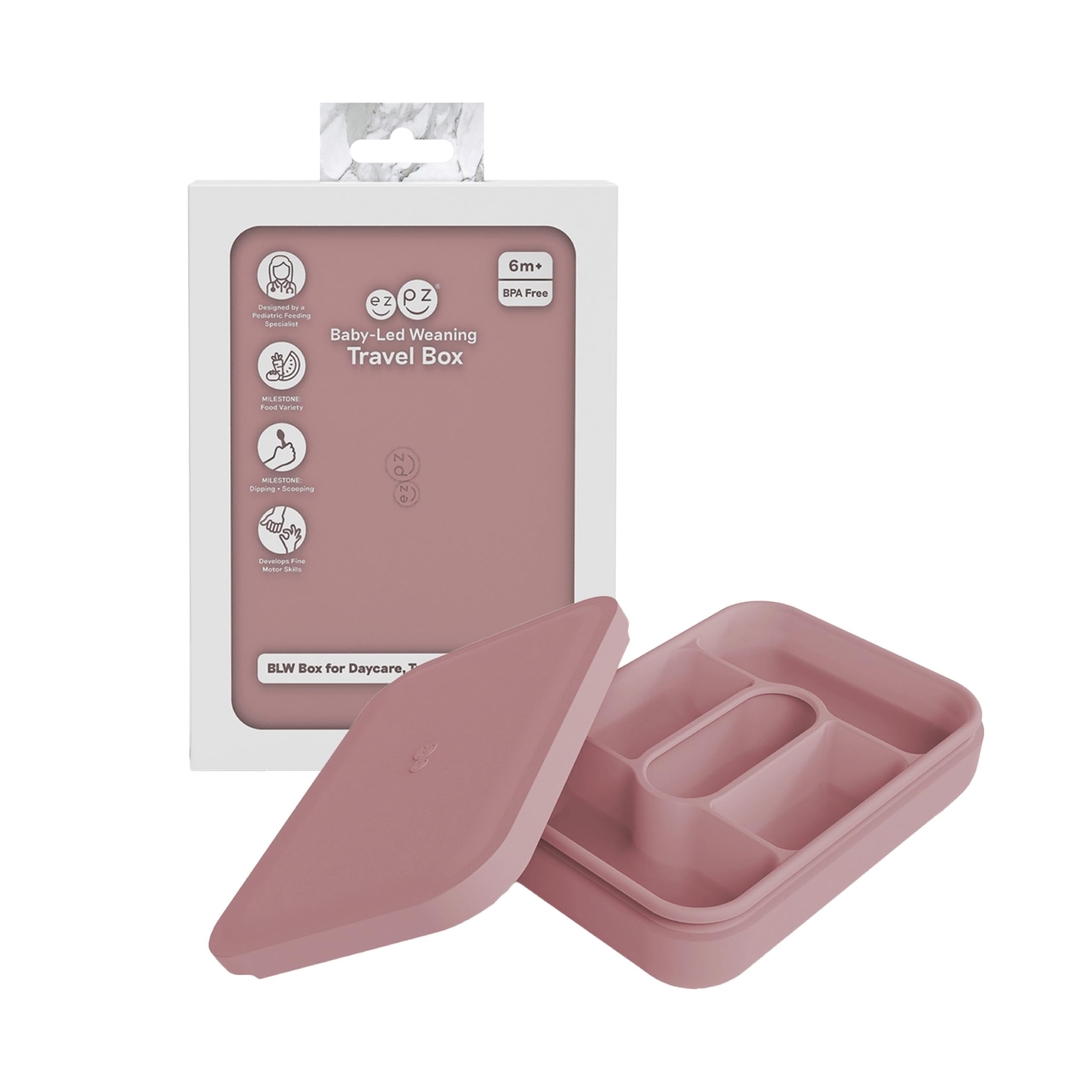 Amazon.com: ezpz Baby-Led Weaning Travel Box (Blush) - 6 Months+