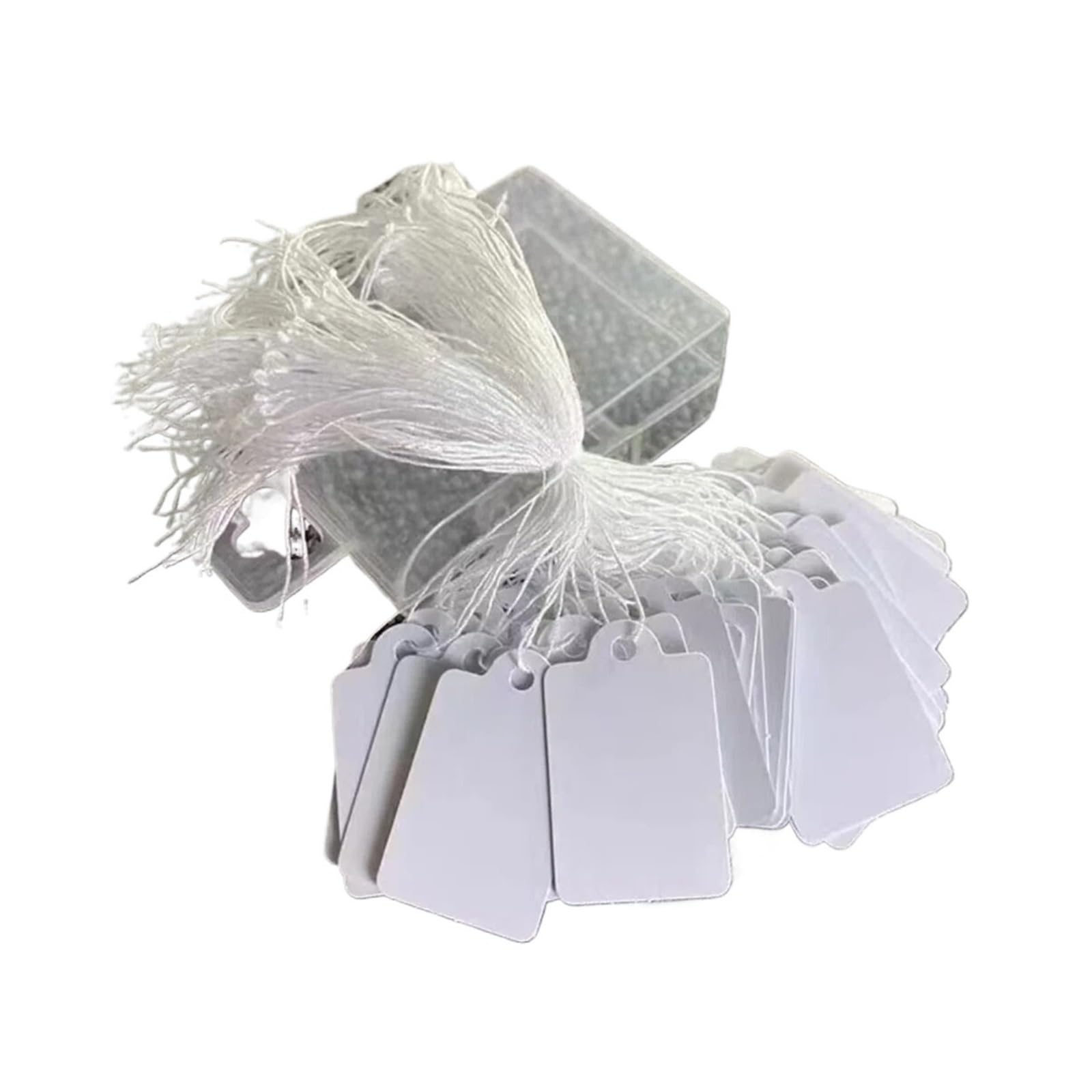 100pcs Colorful Paper Price Cards Cotton String Tags Blank Labels Jewelry Display Packaging Hang for Wedding Favors(White)