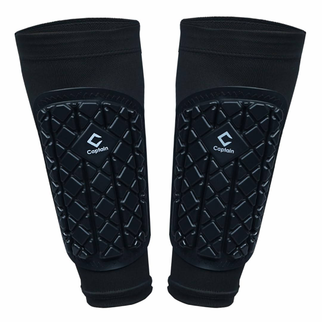 Captain Sleeve Shinguards with Polyurethane Protection Leg Guards for Men and Women, Breathable Lycra Net, 2-Pack (Medium)-image-8