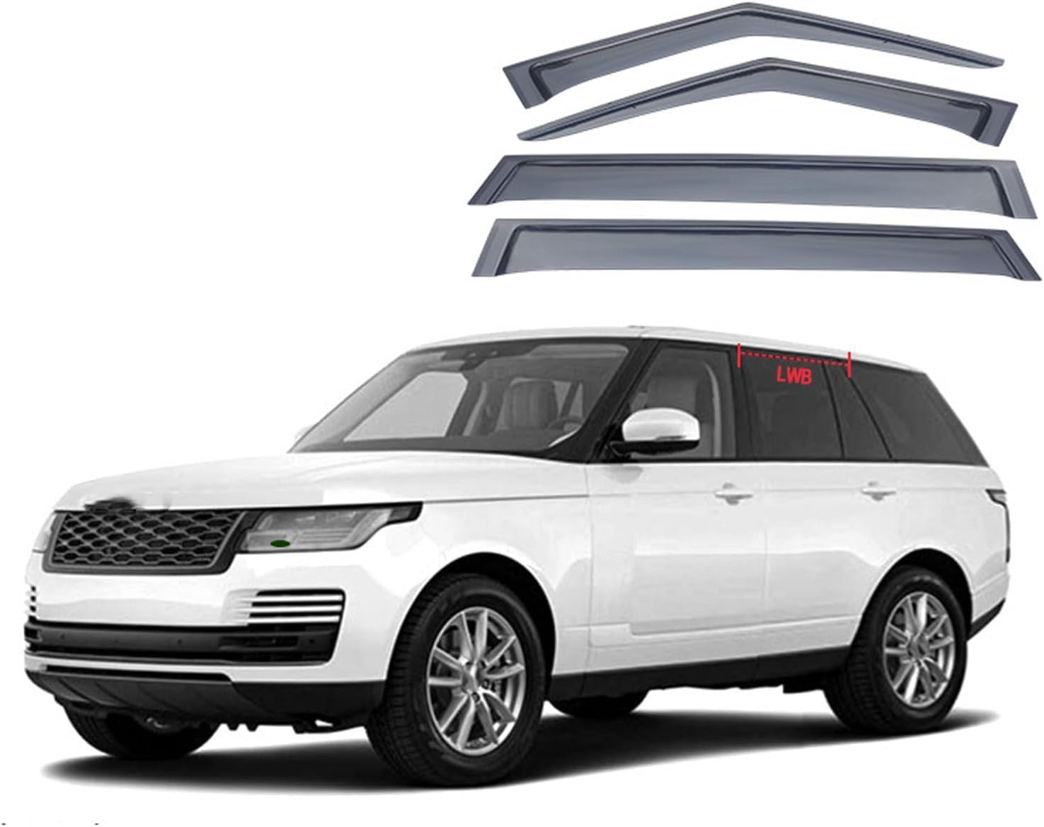 4 Pcs Car Window Wind Deflectors for Land Rover Range Rover LWB MK4-L405 2013-2021, Front and Rear Side Windows Sun Visors Rain Shield Accessories