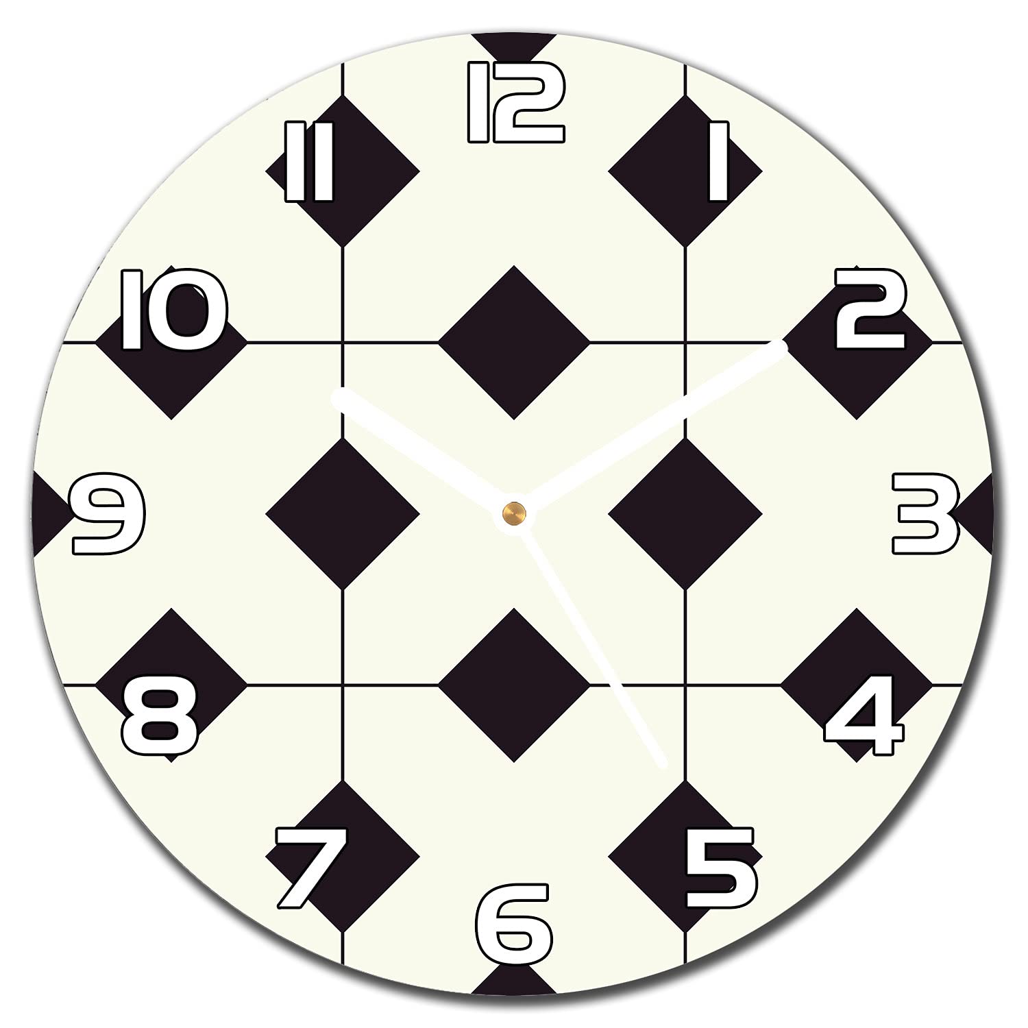 Horloge murale verre sécurité 30cm aiguilles blanches géométrique
