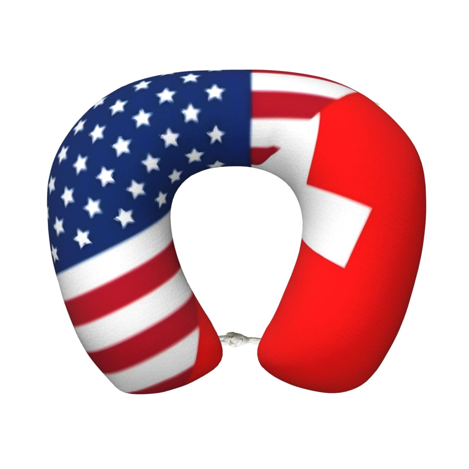 peiyeety USA Switzerland Print Travel Pillow Memory Foam, Portable Neck Pillow for Airplane, Car and Office