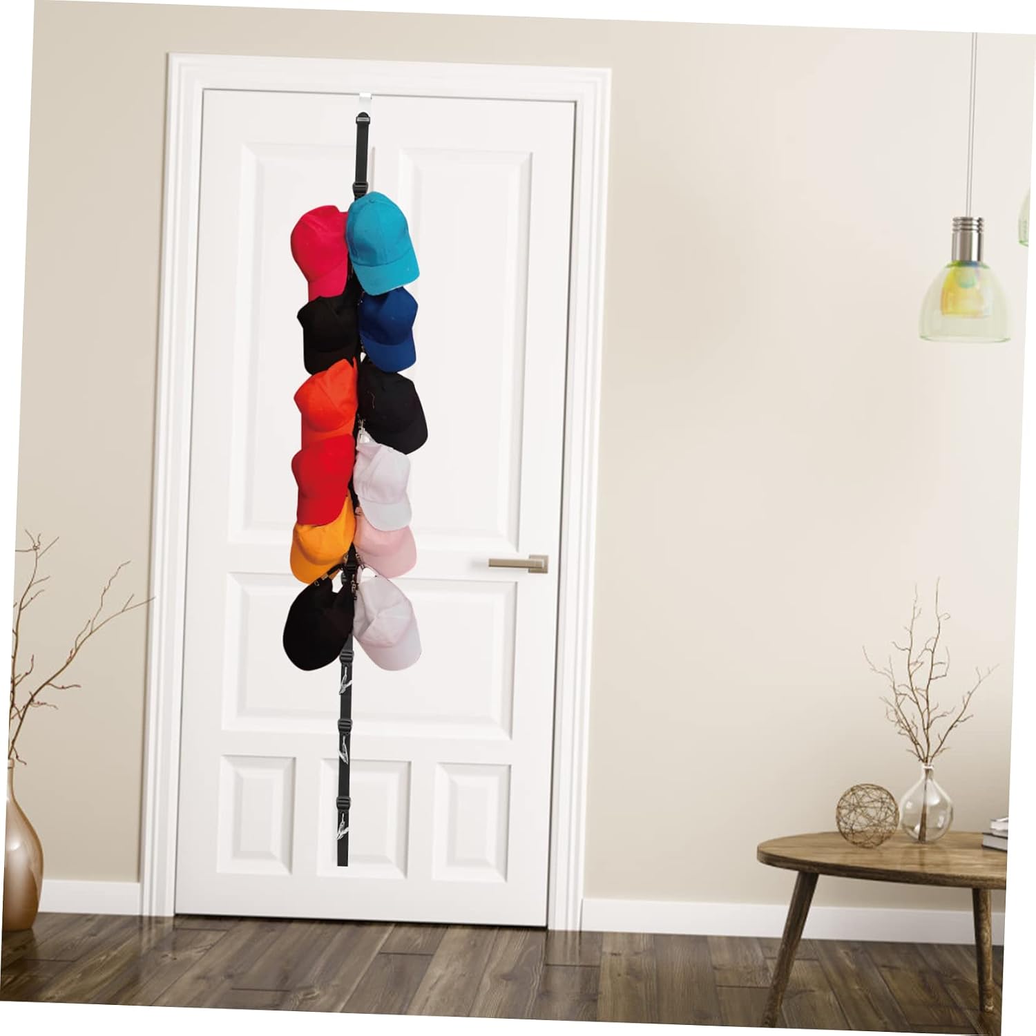Unomor 2pcs Over Door Hat Organizer Clips Black Door Back Hat Storage Rack for Baseball Caps Convenient