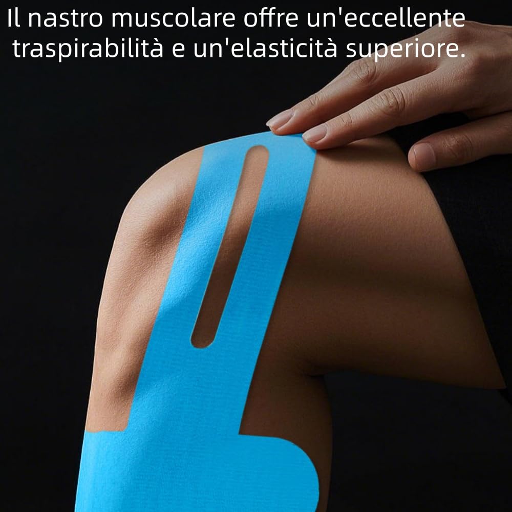 Vairon TAPEX Pro Nastro Per Ginocchio 20 Pezzi PreCut Nastri Kinesiologici Impermeabili, Elastici e Delicati Sulla Pelle,Supporto per Articolazioni e Muscoli