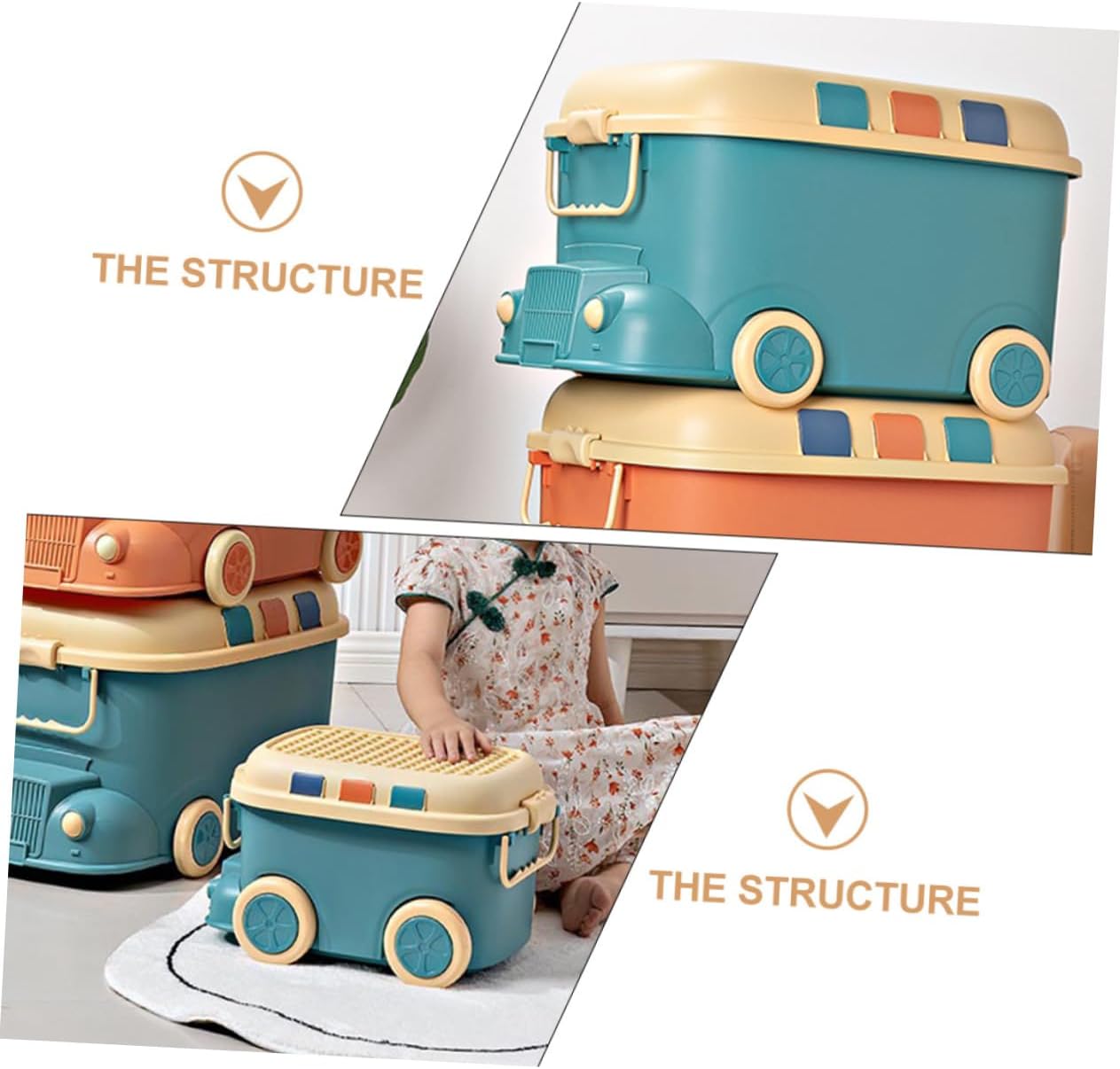 BESTonZON Multi-function Toy Organizer Adorable Household Toy Container Train Storage Box Underwear and Sundries and Stylish Design