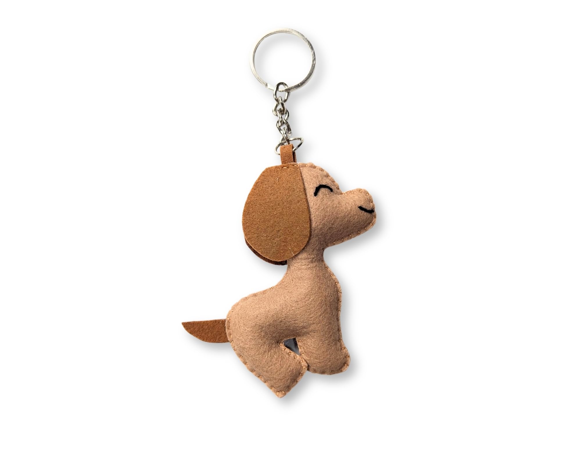 Puppy Keychain and Bag Charm | Handcrafted Plush Felt Dog Key chain for Car, Bike, Home Keys | Cute Keyring for Pet Lovers, Dog Parents | Ready-to-Gift with Bow & Gift Tag | 8 cm | Brown-image-17