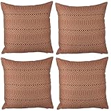 McAlister Textiles Colorado | 4er Packung Zierkissen mit Füllung mit geometrischem Muster 43cm x 43cm in Terracotta Orange | Deko Kissen für Sofa, Bett, Couch