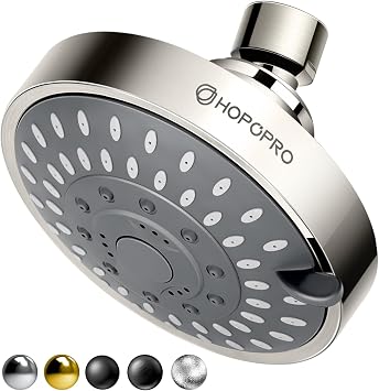 HOPOPRO 5-Mode High Pressure Shower Head - The Washington Post, NBC News, Today TV Show Recommended - High Flow Fixed Showerheads 4 Inch Brushed Nickel