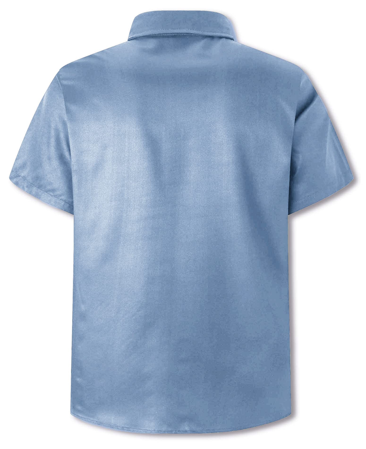 Cromoncent Camicia hawaiana da uomo e ragazzo a maniche corte con colletto cubano tropicale per vacanze estive da spiaggia, Bowling Blu Bianco, 4XL