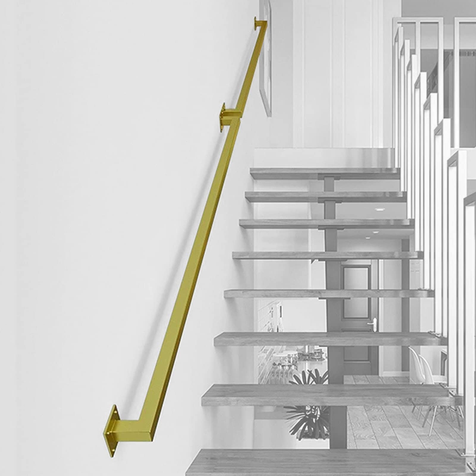 Barre d'appui murale en fer pour sécuriser l'escalier du loft familial ou de la villa