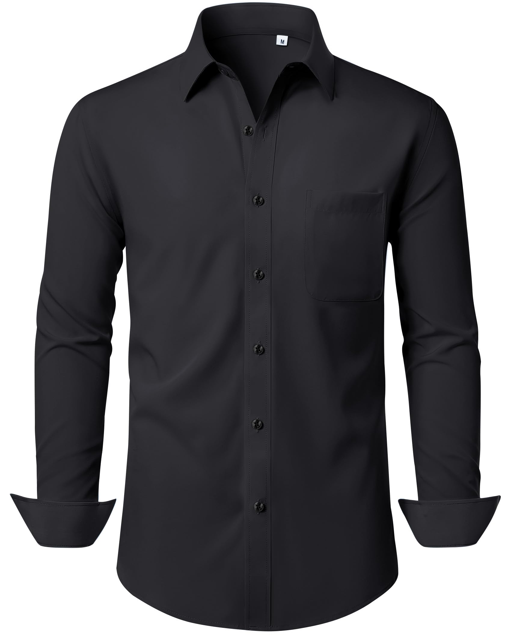J.VER Herren Hemd Langarm Business Casual Hemden Knitterfreies Stretchhemd Regular Fit Freizeithemd Bügelfrei Unifarben Anzughemd Button Down Oberhemden